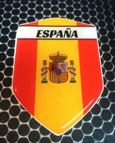 España Spain Proud Shield Flag Domed Decal Emblem Sticker Crest 3D 2.3"x 3.3"St - Foto 1 di 5