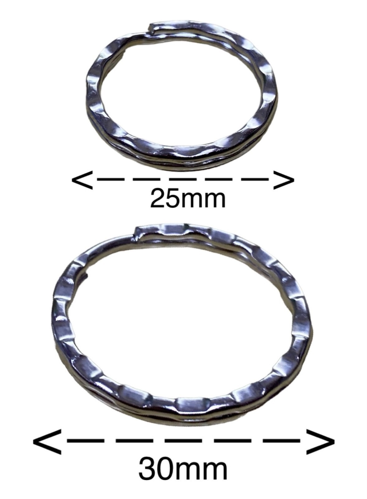 STEEL KEYRING SPLIT KEY RINGS 25/30mm HOOP RING NICKEL PLATED STEEL
