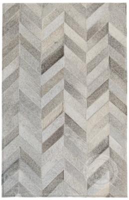 Real Cowhide Patchwork Rug Chevron Grey Mix - Size 22x34''  Door Mat / Bed side