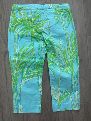 Lilly Pulitzer Girls Bamboo Tropical Print Capri Pants Size 7 Cotton Blend - Picture 3 of 4