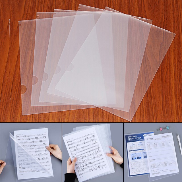 5Pcs Reuseable Plastic Clear A4 Paper Document File Folder Holder New