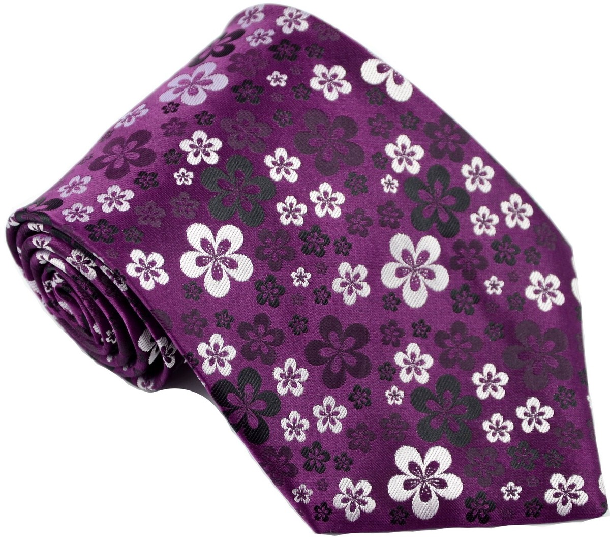 New Classic Floral Purple White JACQUARD WOVEN 100% Silk Men's Necktie
