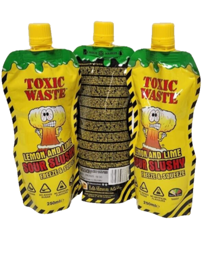 Toxic Waste Lemon & Lime Sour Slushy Freeze & Squeeze Pack of 3 - Picture 1 of 7