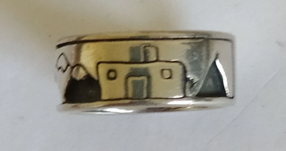Anillo Cuentacuentos Navajo Carolyn Pollack Plata de Ley 2 Capas Talla L 1/2 Foto 4 de 4