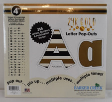 Barker Creek Letter Pop-Outs 4" 24K Gold, black  white