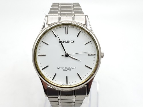 J-springs Watch Mens New Battery White Dial Stainless Steel Band 36mm