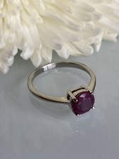 New Sterling 925 Solid Silver Ruby Red Garnet Ring Size 7.75 Signed FAS 6.8MM W