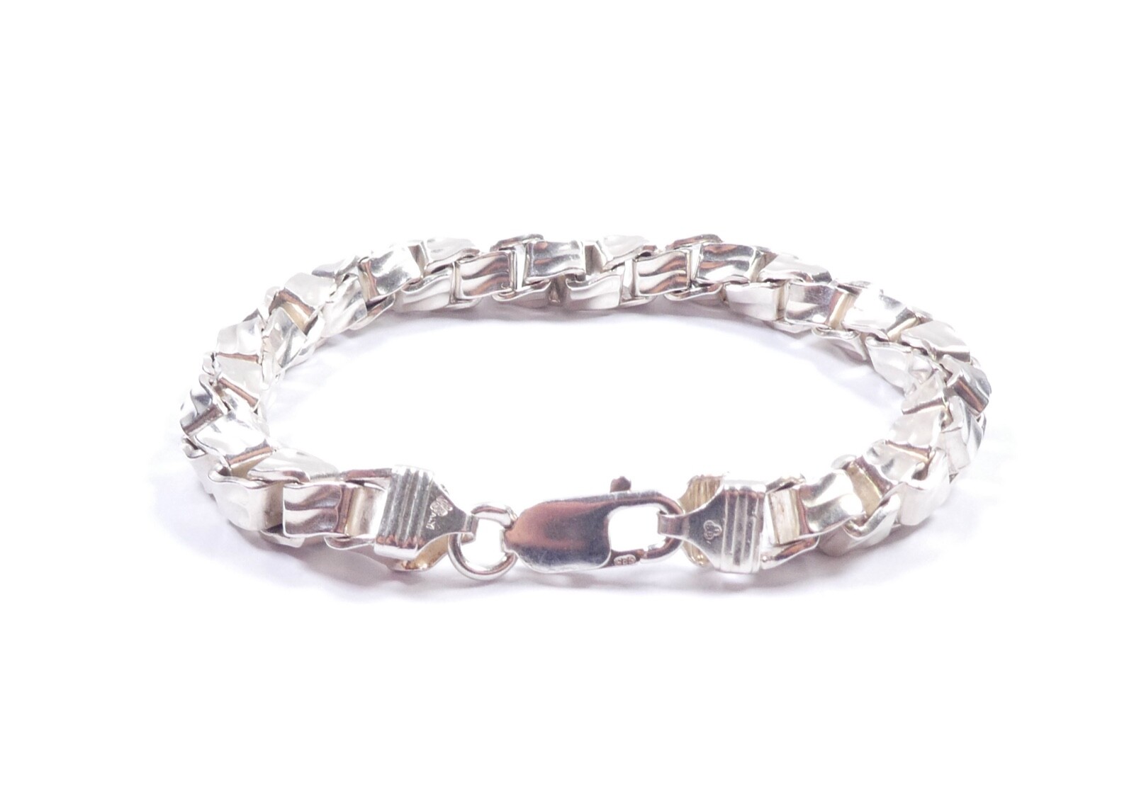 Box Bracelet Twisted Patterned Heavy 925 Sterling… - image 3