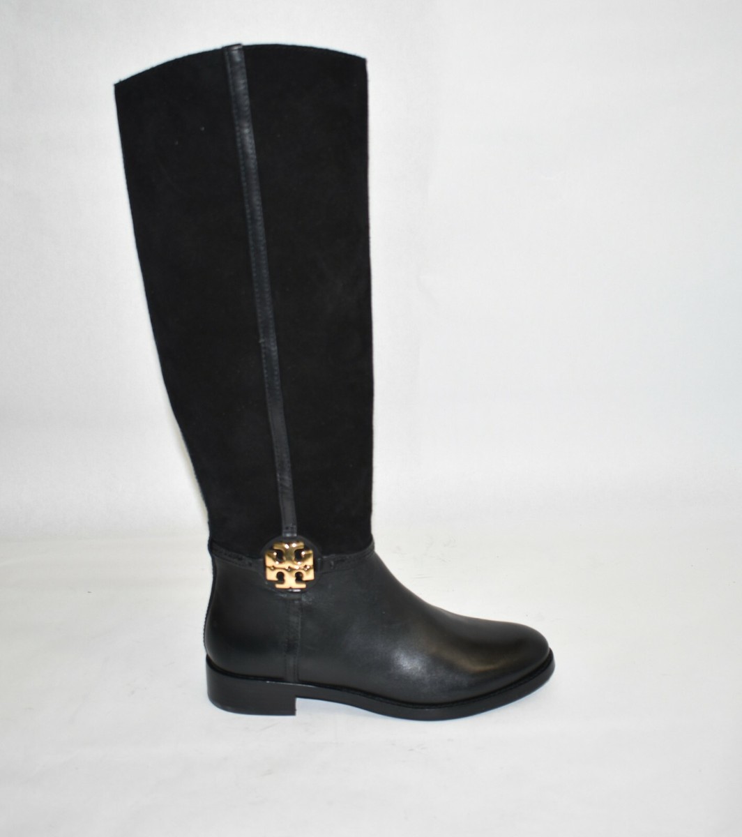 ロングブーツ TORY BURCH Black Leather Miller Ankle Boots Tory Burch Miller Knee High Boot Black Suede Size 5 M MSRP