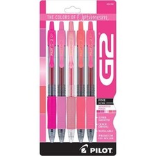 Pilot G2 Colors of Optimism Gel Pen 0.7mm Fine Asst Pink 5/Pk Office School Home