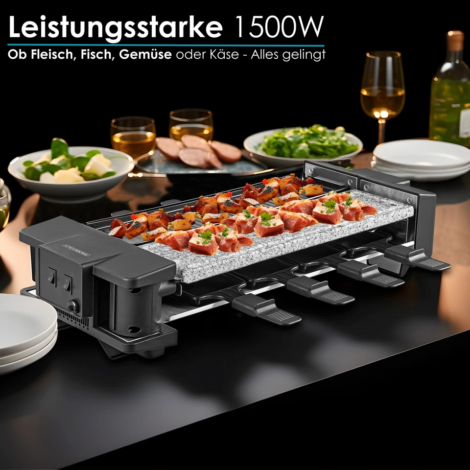Raclette Grill Grillplatte Party Grill Tischgrill Elektrogrill 8 Personen 1500 W - Bild 4 von 4