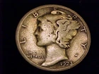 1923-S Mercury Dime, Very Good Grade.