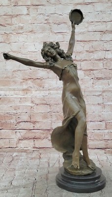 Tambourine Mädchen Musik Tänzer Hot Cast Bronze Statue Skulptur Marmorsockel