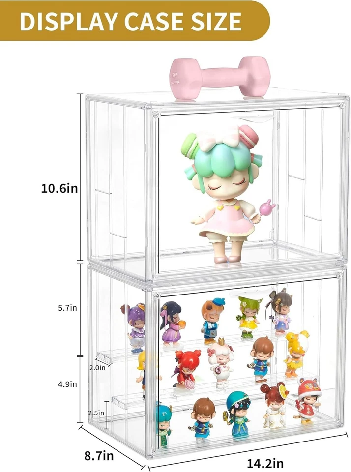 Magnetic Door Acrylic Display Case - Stackable, 2 Pack - Image 4 of 4