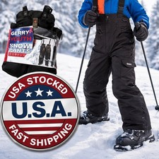 Gerry Youth Snow Pants Size 5 Black Insulated Ski Bib Suspenders NWT