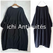 ICHI Antiquites Cotton-Wool Dress Black