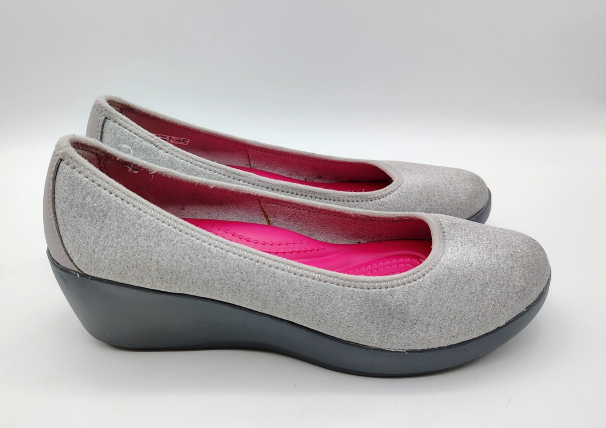Crocs Womens Dual Comfort Busy Day Heathered Ballet Wedge Size 8