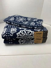 Wrangler 2 Bath Towels And Hand Towel Set, NWT Blue Bandana Country Western