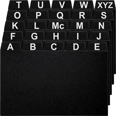 OFFILICIOUS 4X6 Index Card Holder Dividers - 25 Plastic Black Index Card Divider