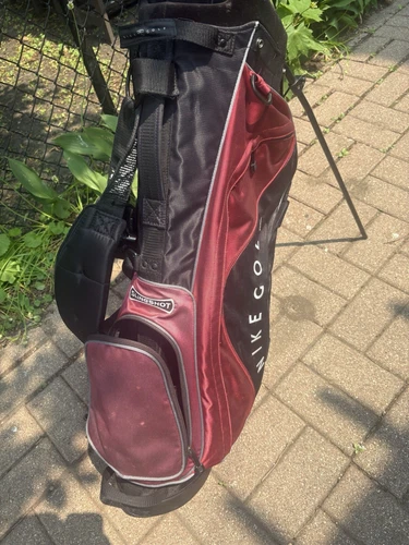 Nike Golf Carry Stand Golf Bag Izzo Dual Strap w/Rain Hood 4 Way Red/Maroon