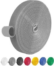 32FT Reusable Fastening Tape Cable Ties Double-Sided Hook-and-Loop Cable Mana...