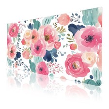 Pink Floral Pad, Large Desk Mat, PC Laptop Protector, Multicolor