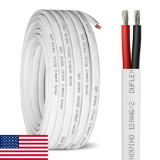 12 AWG Duplex Marine Wire, 15ft Tinned Copper, Oxygen-Free, Boat/RV/Auto