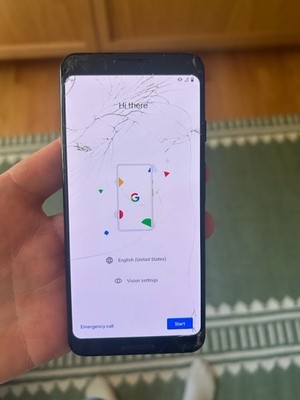 Fully Functioning Google Pixel 3 128GB Black - Smashed Screen - Unlocked - 128GB