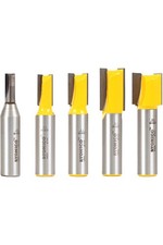 YONICO 5pc Straight Router Bit Set 1/2" Shank Woodworking Tool Kit