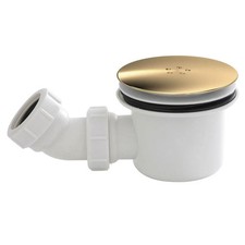 Shower Waste Trap 90mm Brushed Brass Vented Dome Easy Clean High Flow Shower