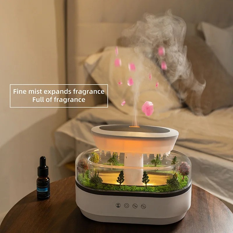 Raindrop Aroma Diffuser Ultrasonic Humidifier Colorful LED Lights White ...