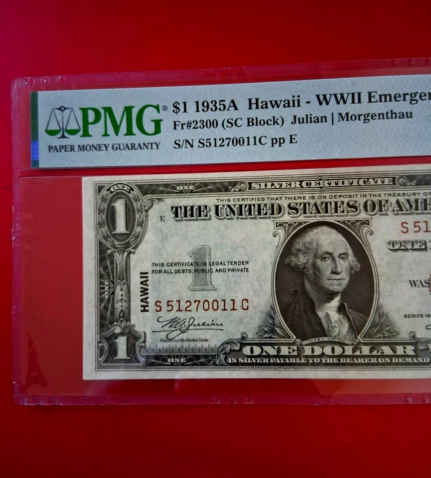 1935-A $1 HAWAII WWII EMERGENCY SILVER CERTIFICATE PMG 58 EPQ Fr 2300 - Image 3 of 4