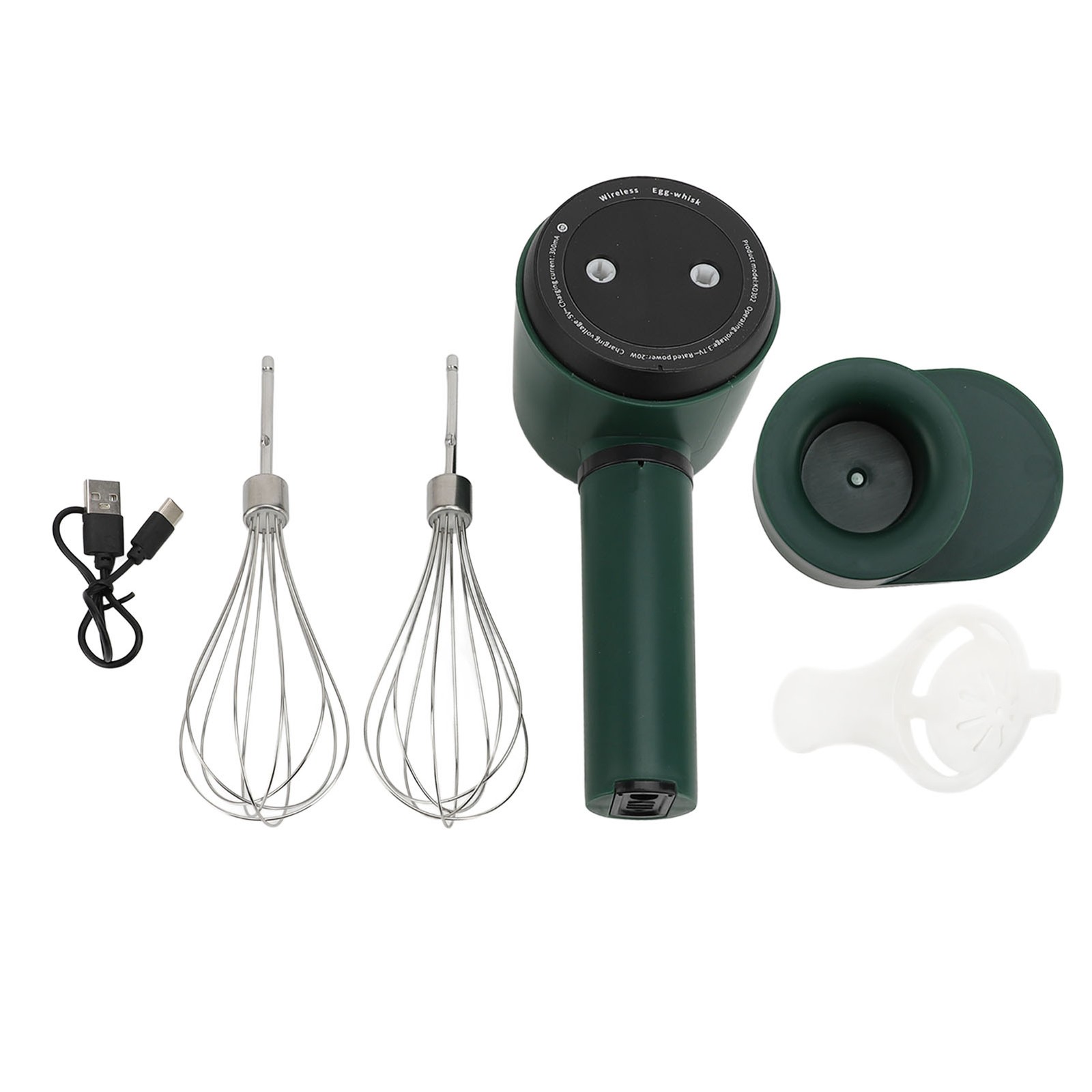Cordless Electric Hand Mixer With 2 Whisk 1200mAh USB Rechargeable Handheld