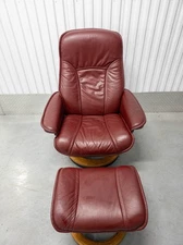Ekornes Stressless Medium "Consul" Leather Recliner and Ottoman | Free Ship