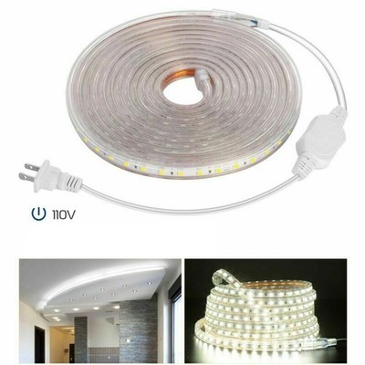 110V LED Strip Light 5050 SMD Waterproof IP67 Home Outdoor Lighting Rope+US Plug