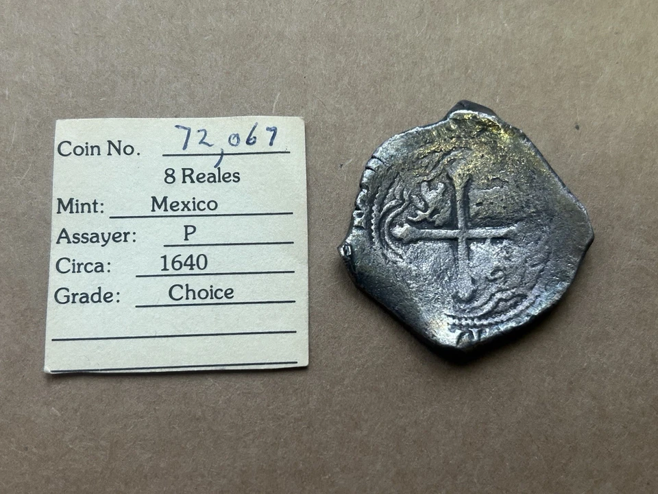 Rare 1640 Spanish Silver 8 Reales CONCEPCION Shipwreck Coin Mexico Free Shipping - Image 2 of 4