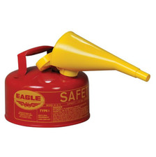 1 Gallon Steel Safety Can Type I for Flammables Red w/ Funnel Flame Arrester