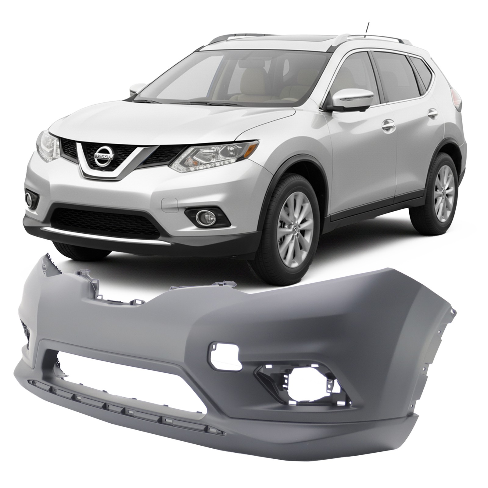 2014-2016 Nissan Rogue S SL SV Primed Front Bumper Cover NI1000293 620224BA0H