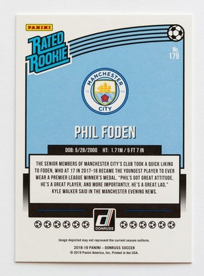 その他 2018 Phil Foden Rated Rookie Man City 2018-19 Panini Donruss Soccer Phil Foden Rated Rookie #179 RC