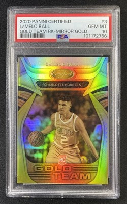 2020 Panini Certified LaMelo Ball Gold Team RC Rookie MIRROR GOLD /10 PSA 10