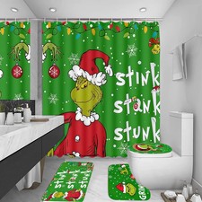 FCBZDQ 4Pcs Merry Christmas Shower Curtain 72"W x 72"L Pack of 4 , Style-2