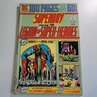 Superboy #202 DC Comics (June 1974) 100 pages Legion of Super-Heroes 5.5 Fine-