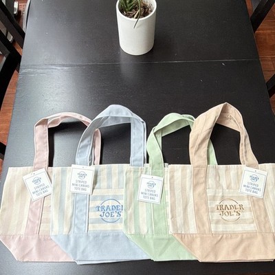Trader Joe s Striped Mini Canvas Totes Pastel Colors Summer 2026 New Set Of 4