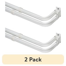 2-Pack Adjustable Double Curtain Rod White Metal Wrap Around Basic 28 to 48