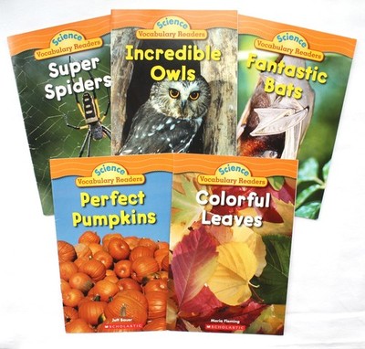 Scholastic Science Vocabulary Readers Lot of 5 Bats Leaves Owls Pumpkins Spiders