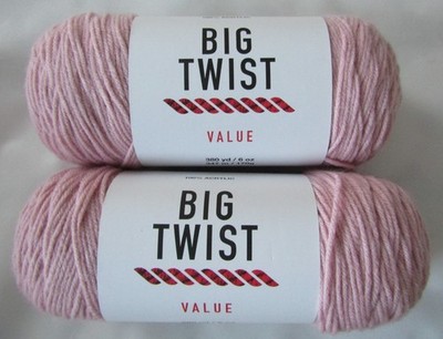 BIG TWIST Value Yarn Light Rose Acrylic Yarn 380 Yards 6oz. #4 Worsted 2 Skeins