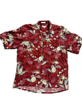 Vintage Pierre Cardin Mens Large Hawaiian Shirt Rayon Red Pineapple Aloha Korea