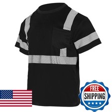 VENDACE Hi Vis Reflective Safety Shirt ANSI Class 1 Black 4XL Men