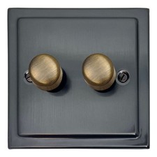 G&H TBB522-AB Trimline Plate Black Bronze 2 Gang 1 or 2 Way LED Dimmer Switch
