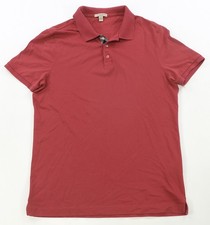 Rare Vintage BURBERRY BRIT Nova Check Placket Polo Collared Shirt 2010s Red SZ L